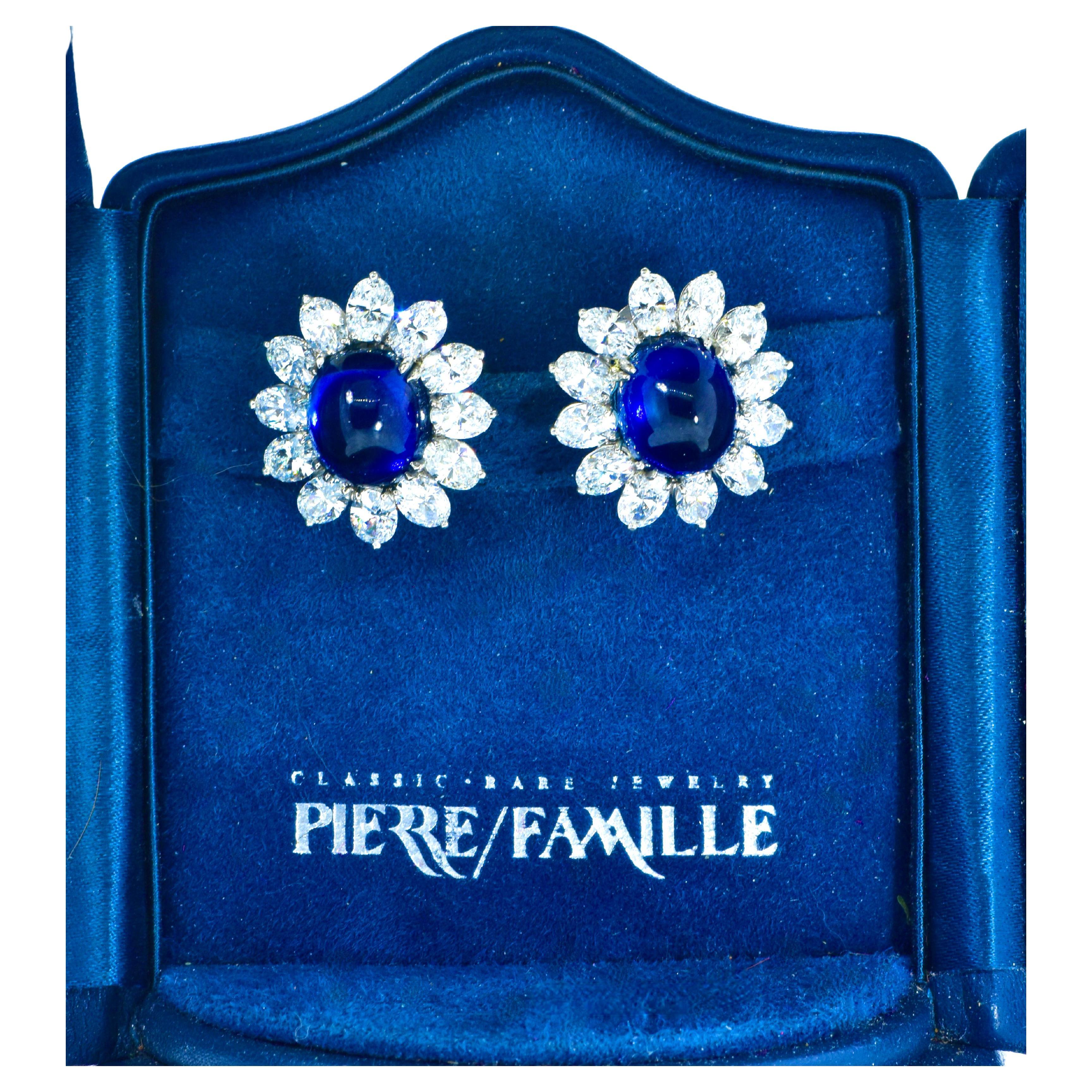 Fine Sapphires, 16.77cts., GIA Graded with White Diamonds in 18K Earrings in vendita