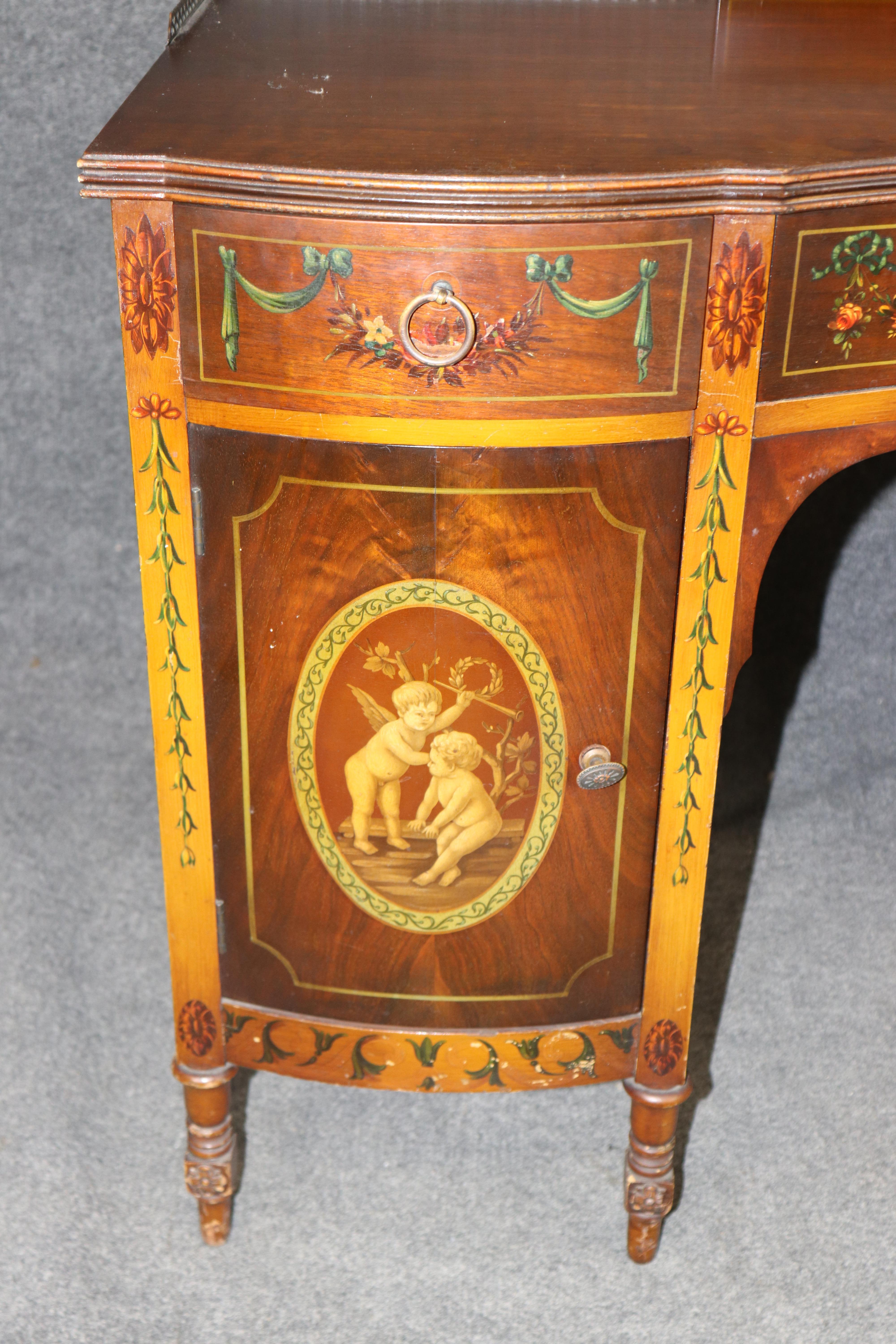 Fine Satinwood and Walnut Paint Decorated Adams Style Ladies Vanity 1920s Era im Angebot 3