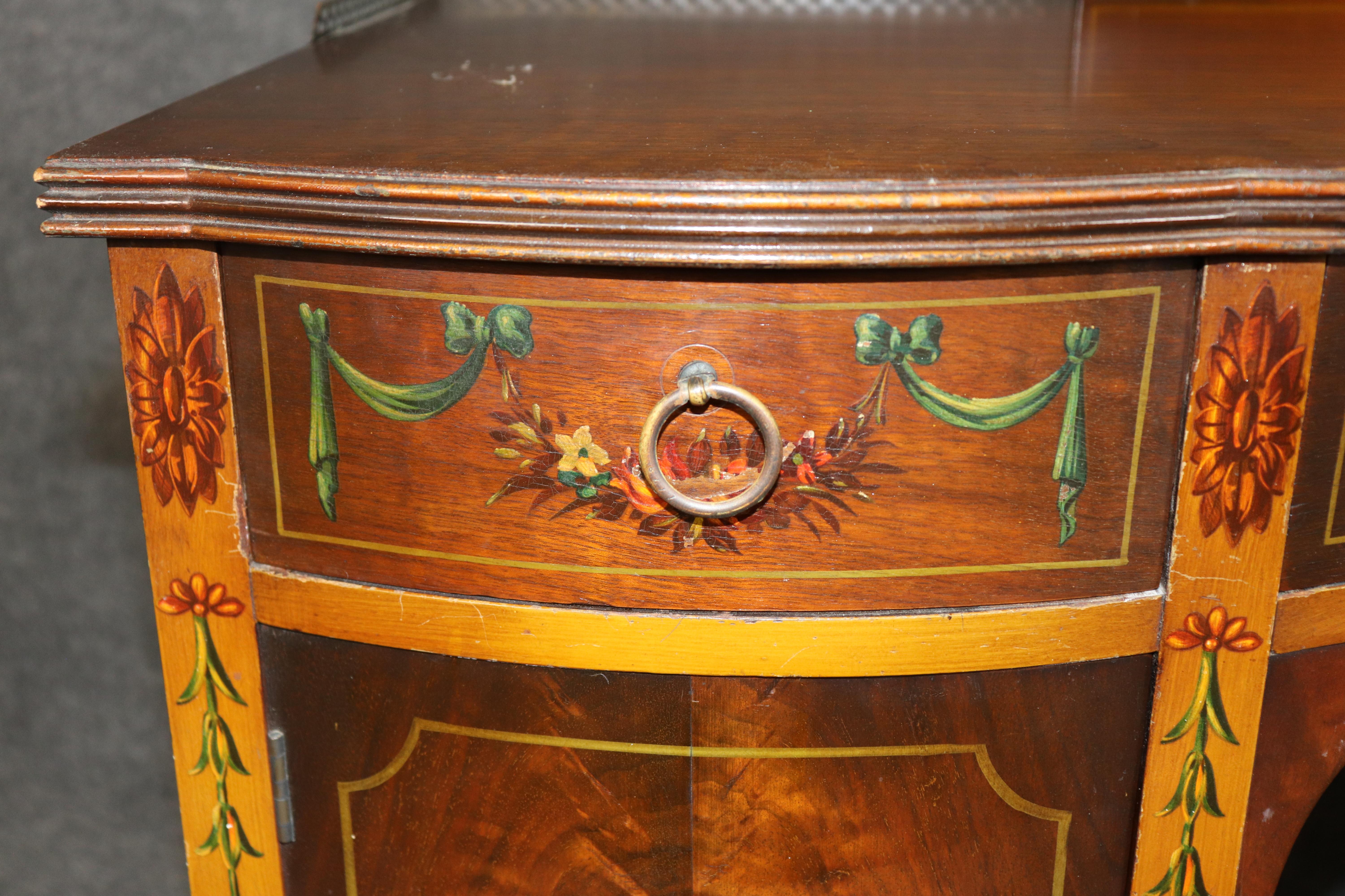 Fine Satinwood and Walnut Paint Decorated Adams Style Ladies Vanity 1920s Era im Angebot 5