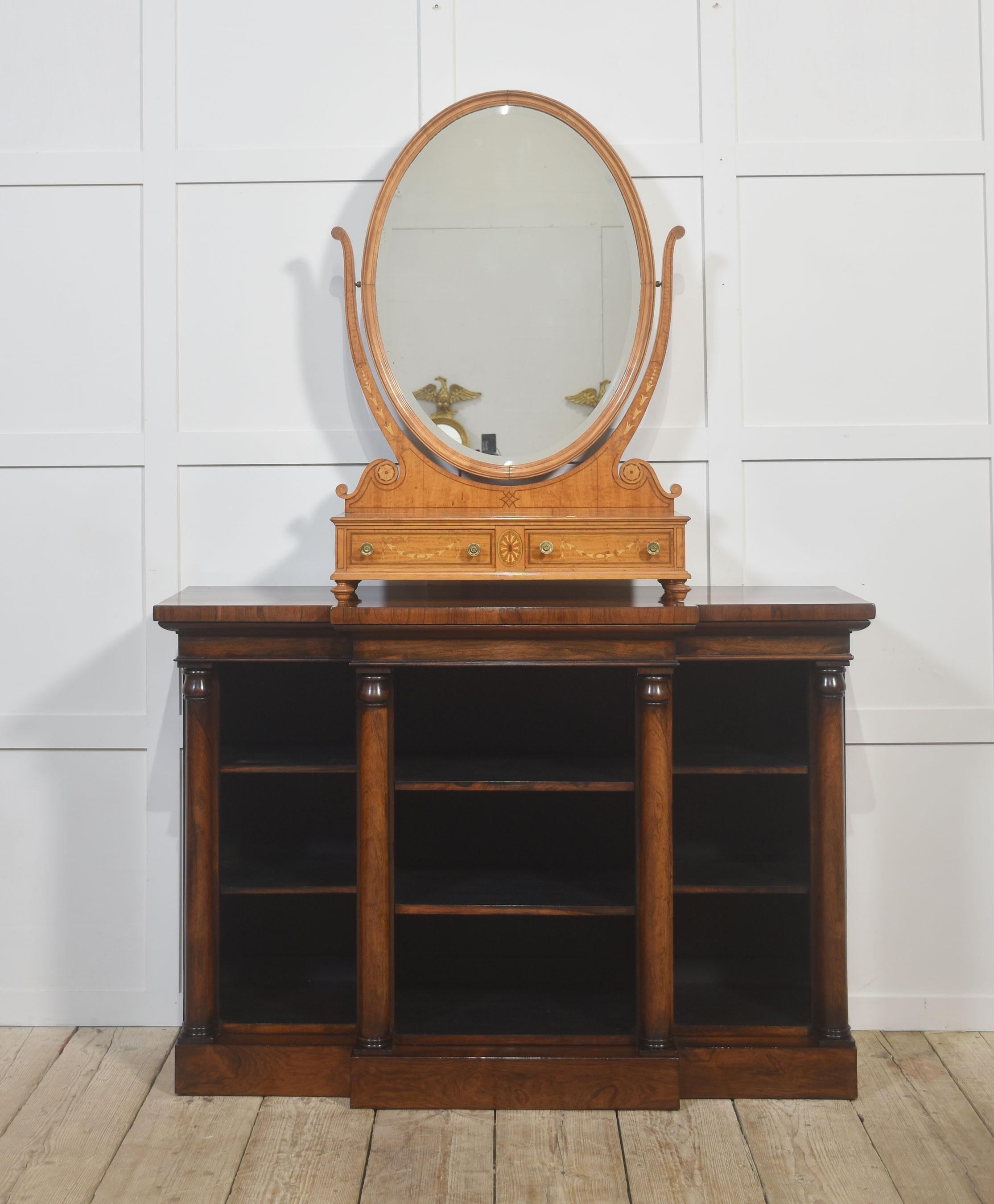 Fine Satinwood Inlaid Dressing Table Mirror For Sale 1