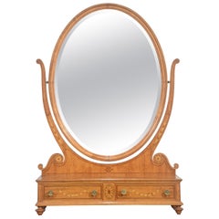 Espejo de tocador fino de madera satinada con incrustaciones