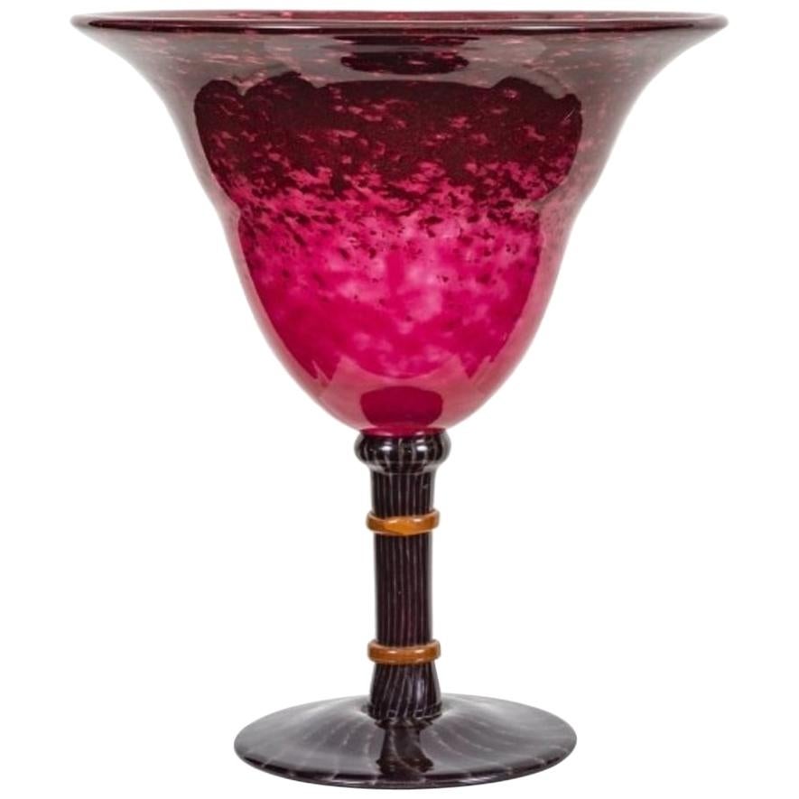Fine Schneider Applied Glass Footed Vase