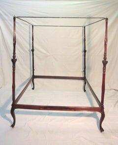 Fine Sculpted Queen Bed Portuguese 17th/18th C. Jacaranda Wood torsade Posts