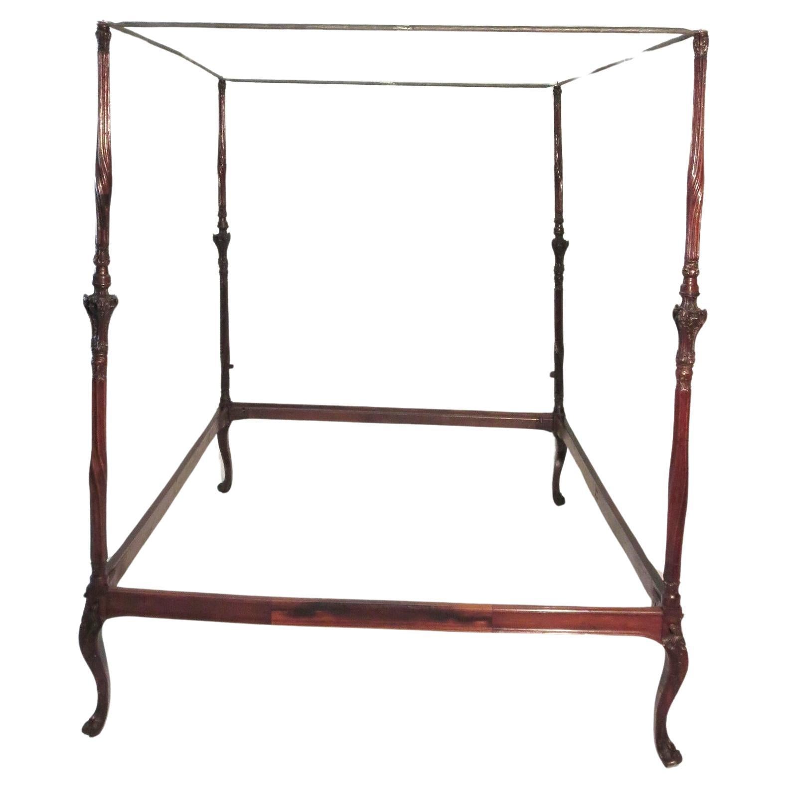 Fein geschnitzt Queen Bed Portugiesisch 17/18. Jh. Jacaranda Holz torsade Pfosten