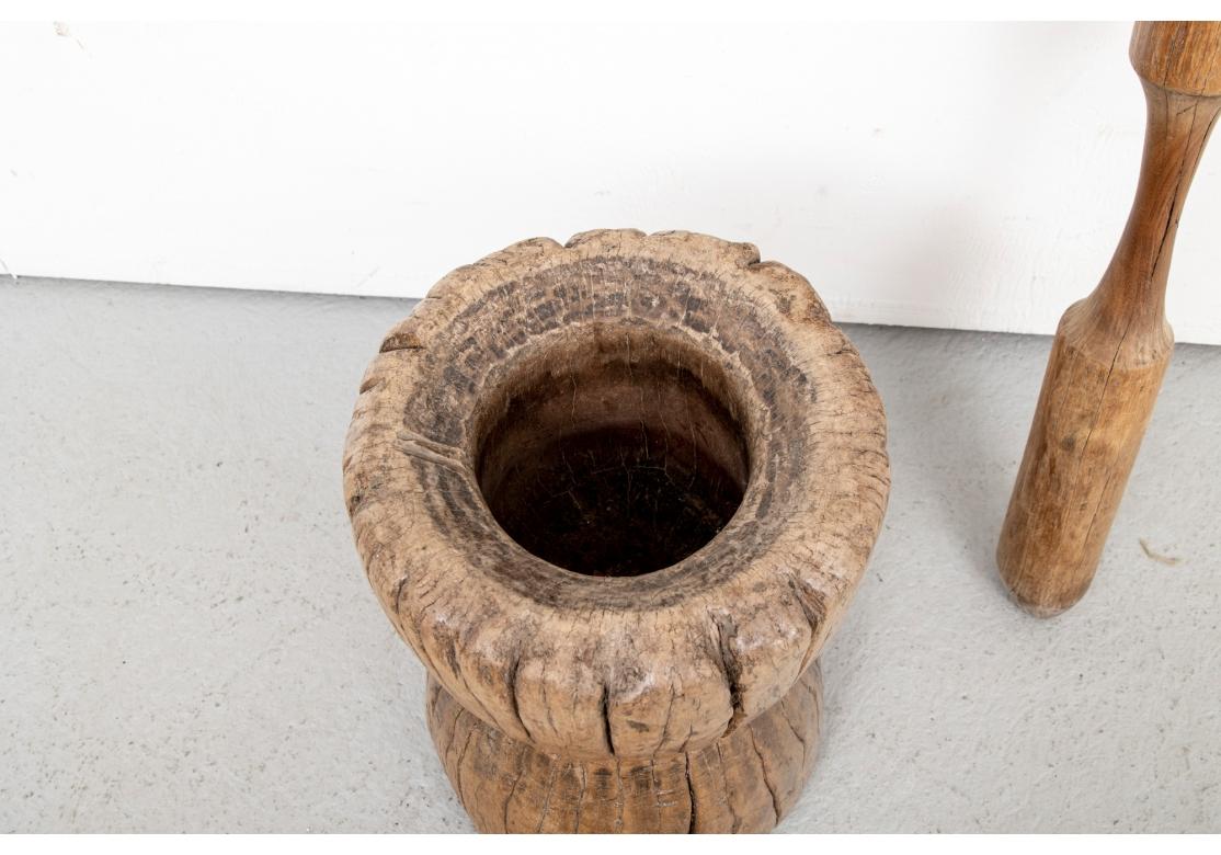 Hand-Carved Fine Sculptural African Mortar and Pestle For Sale