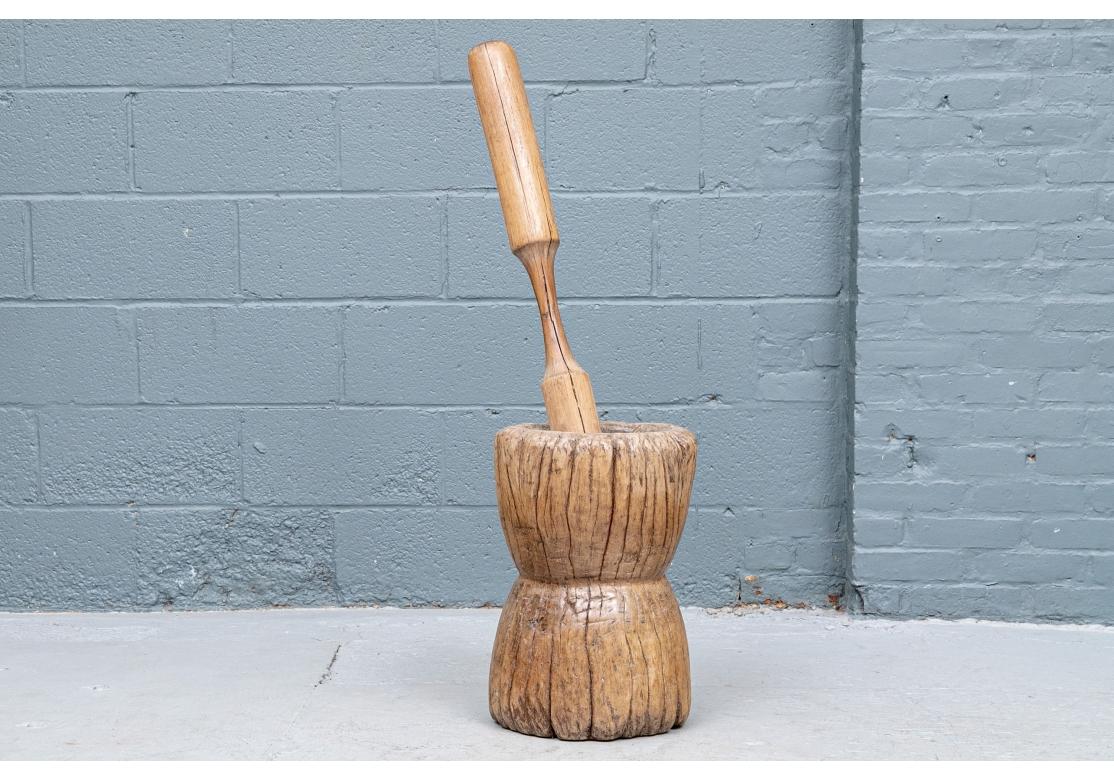 Hardwood Fine Sculptural African Mortar and Pestle For Sale