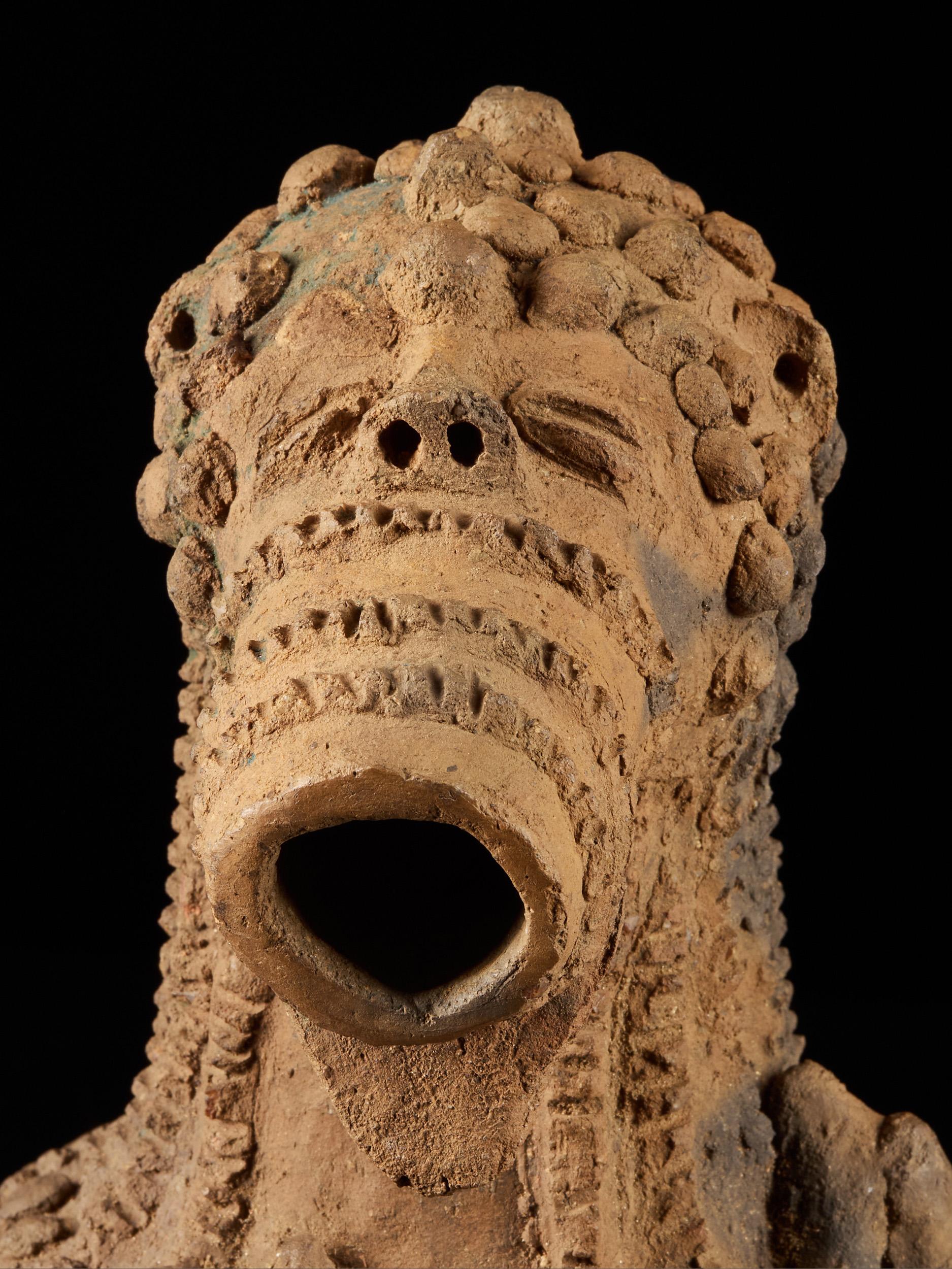 Nigerian Fine Sculptured Terracotta Spirit Pot, Gaanda People, Nigeria