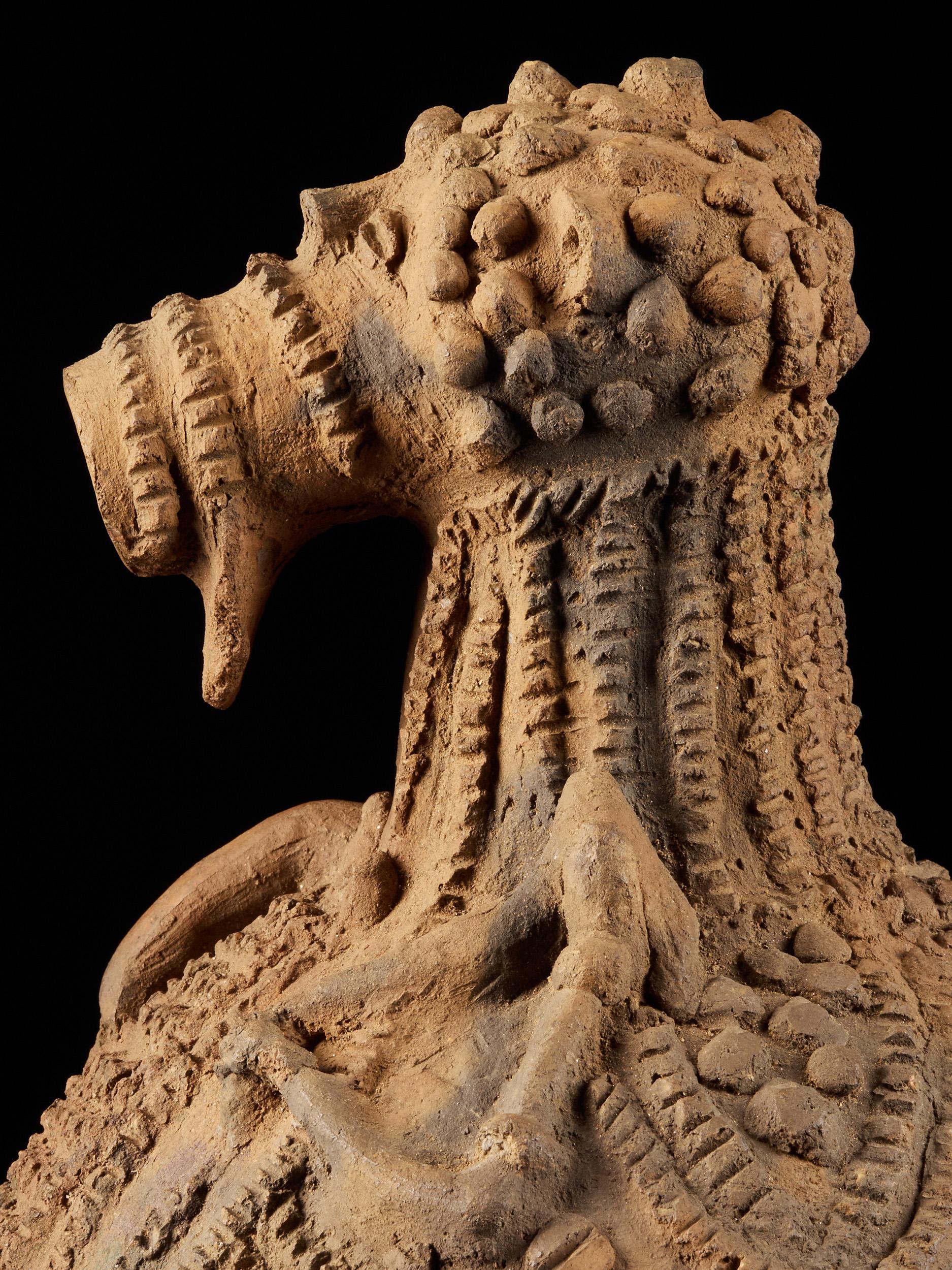 Hand-Crafted Fine Sculptured Terracotta Spirit Pot, Gaanda People, Nigeria