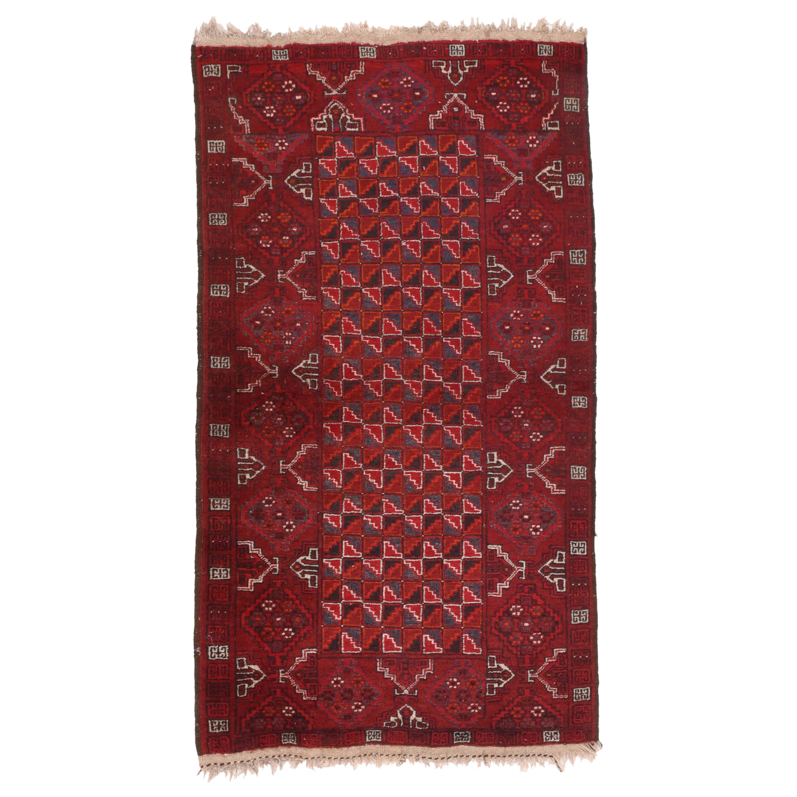 Fine Semi Antique Afghan Balouch Rug, Hand Knotted, circa 1930