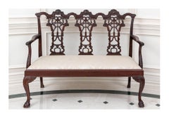 Fine Semi Antique Chippendale Style Mahogany Settee