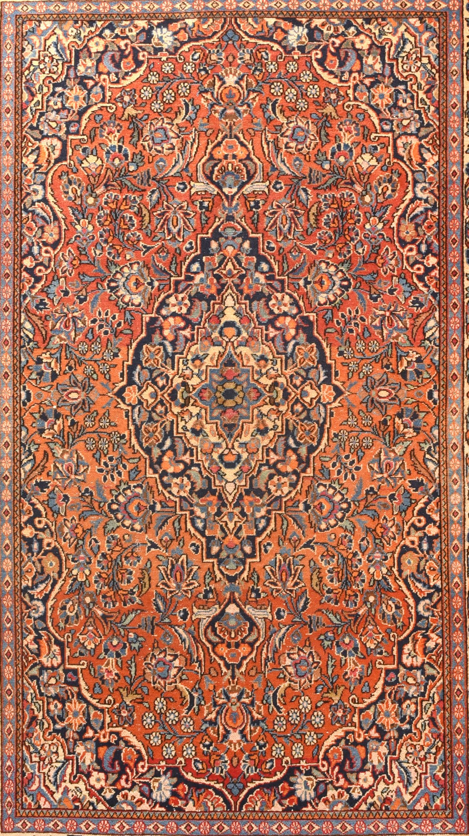 Antique Kashan carpets are among the finest Persian rugs. They are woven in workshops of the city of Kashan, in north central Iran. Kashan was a hub of silk production since the Safavid dynasty, and has created some of the highest quality Persian