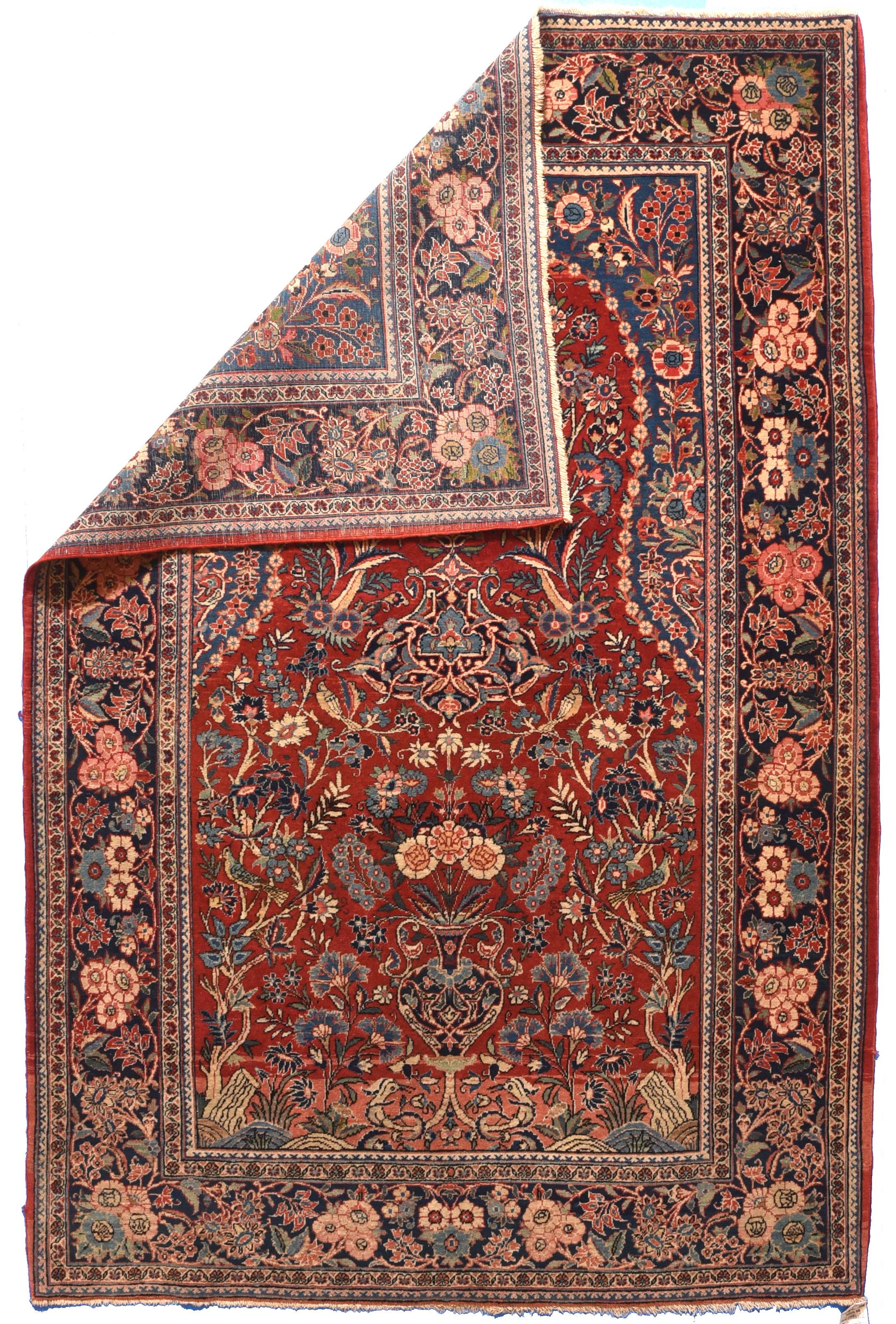 Hand-Knotted Vintage Persian Kashan For Sale