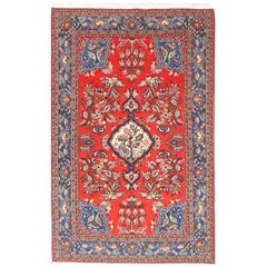 Fine Semi Antique Vintage Qum Persian Rug, Hand Knotted, circa 1930s