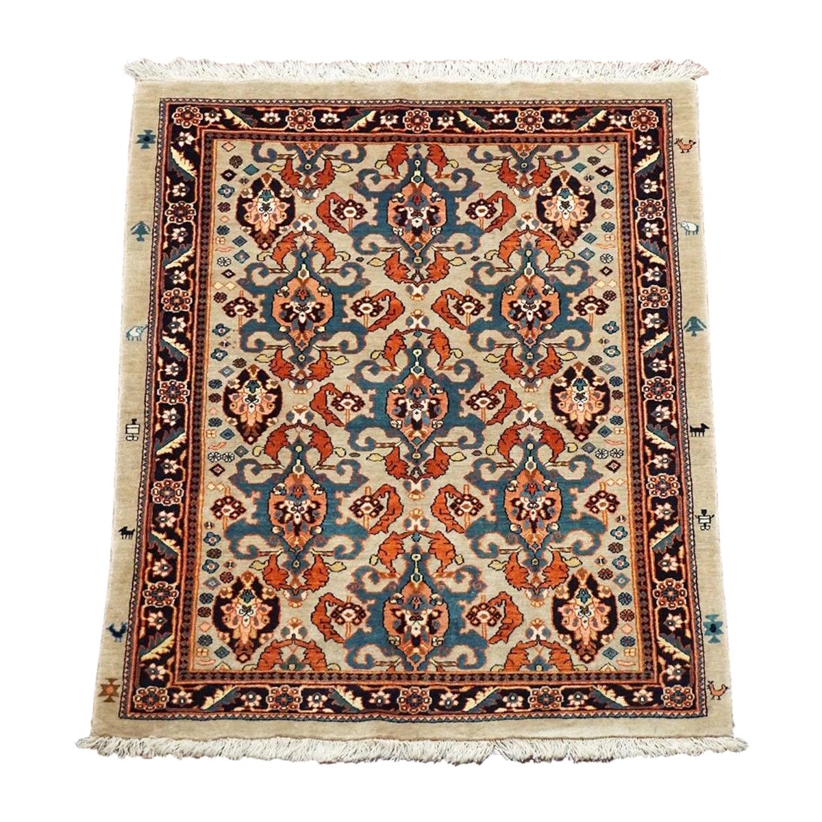 Fine Serapi Heriz with Goat & Rooster Design For Sale