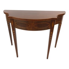 Fine Serpentine Flame Mahogany and Inlaid Console Table by Baker