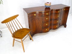 Fine Serpentine Front Inlaid 63" Long Mahogany Sideboard Server Credenza MINT!