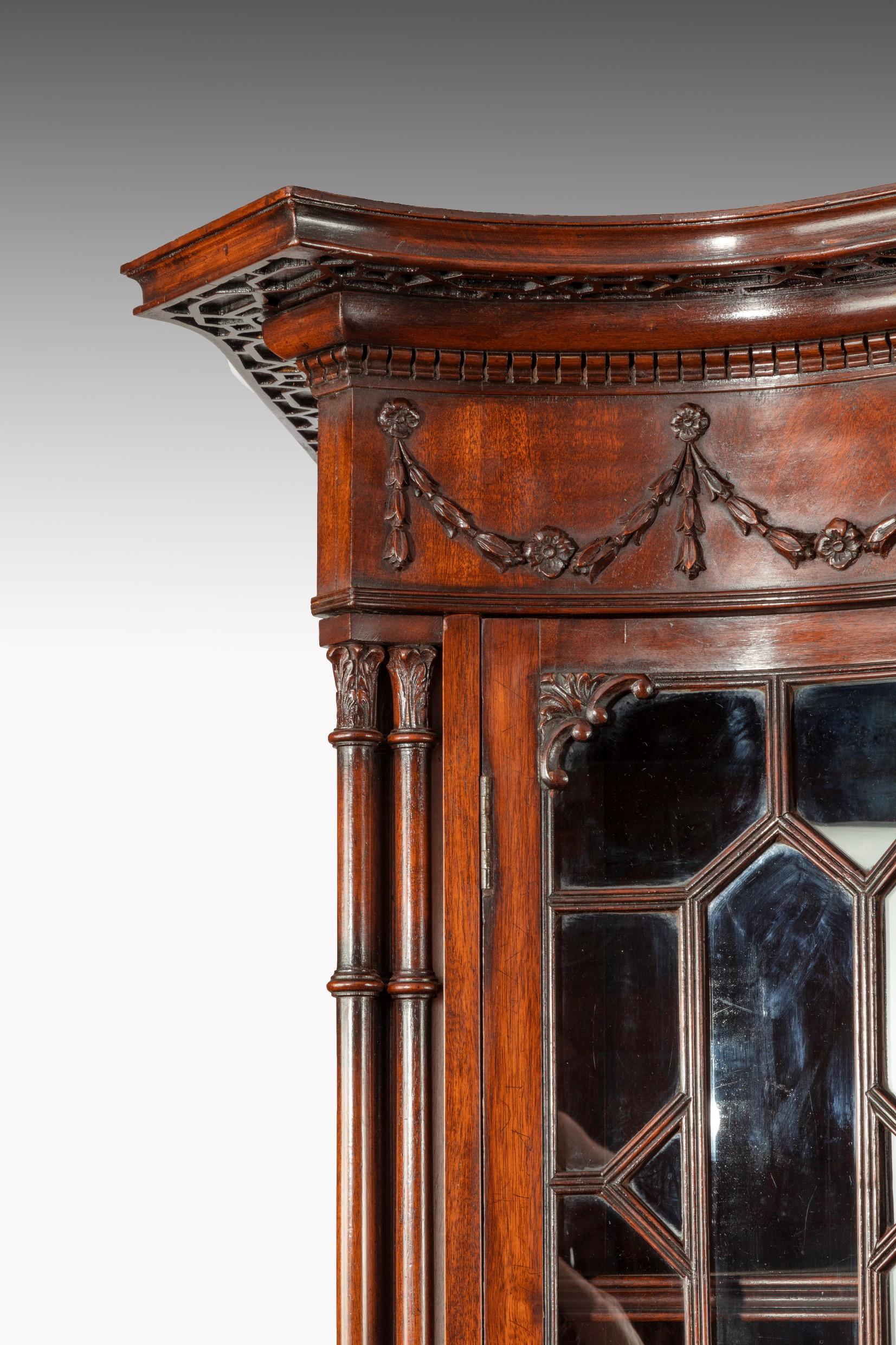 Fine Serpentine Mahogany Secretaire Bookcase in the Manner of Thomas Chippendale 10