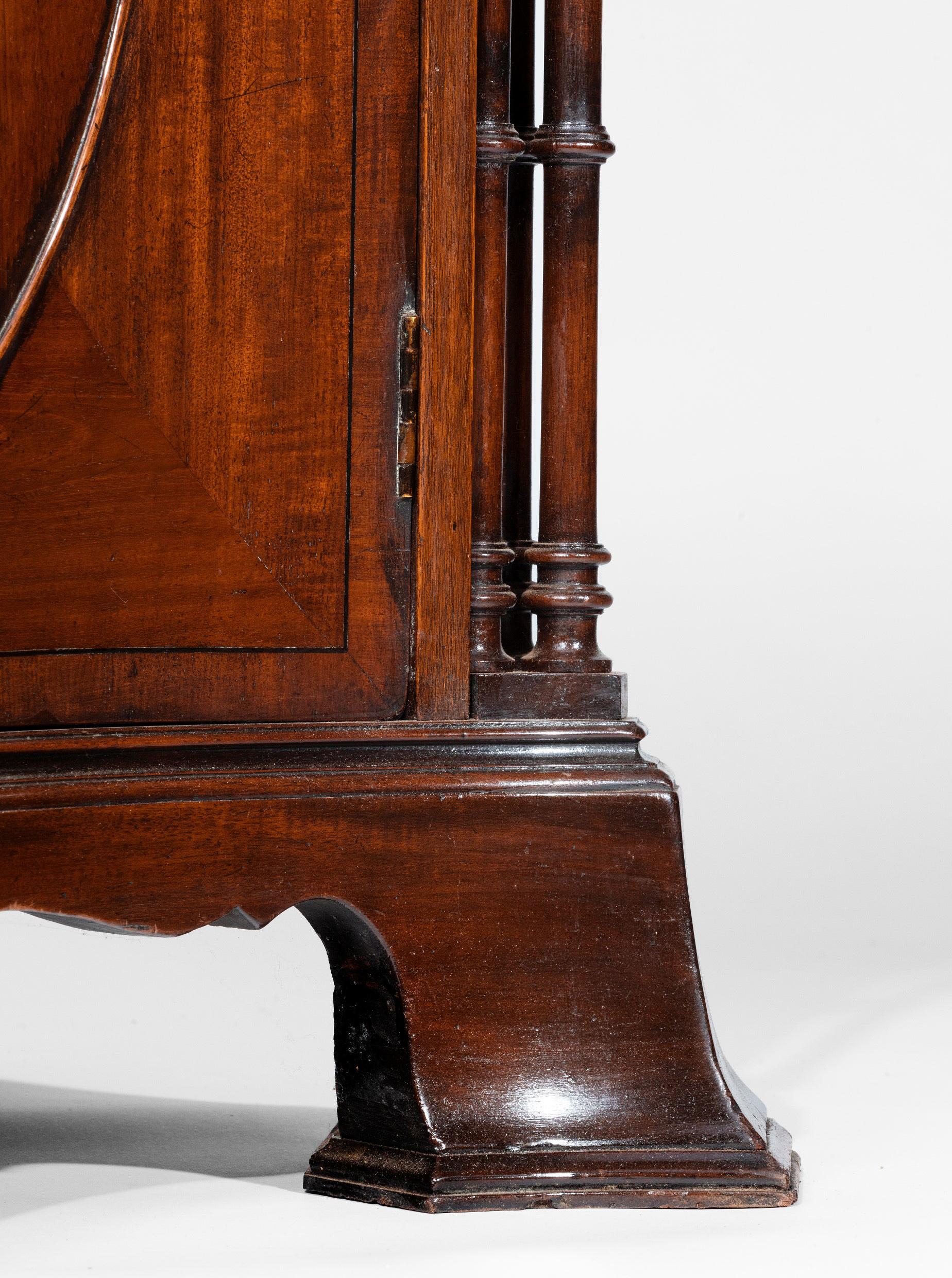 Fine Serpentine Mahogany Secretaire Bookcase in the Manner of Thomas Chippendale 1