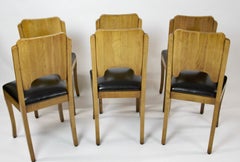Fine Set 6 Art Deco Oak Dining Chairs circa 1930s