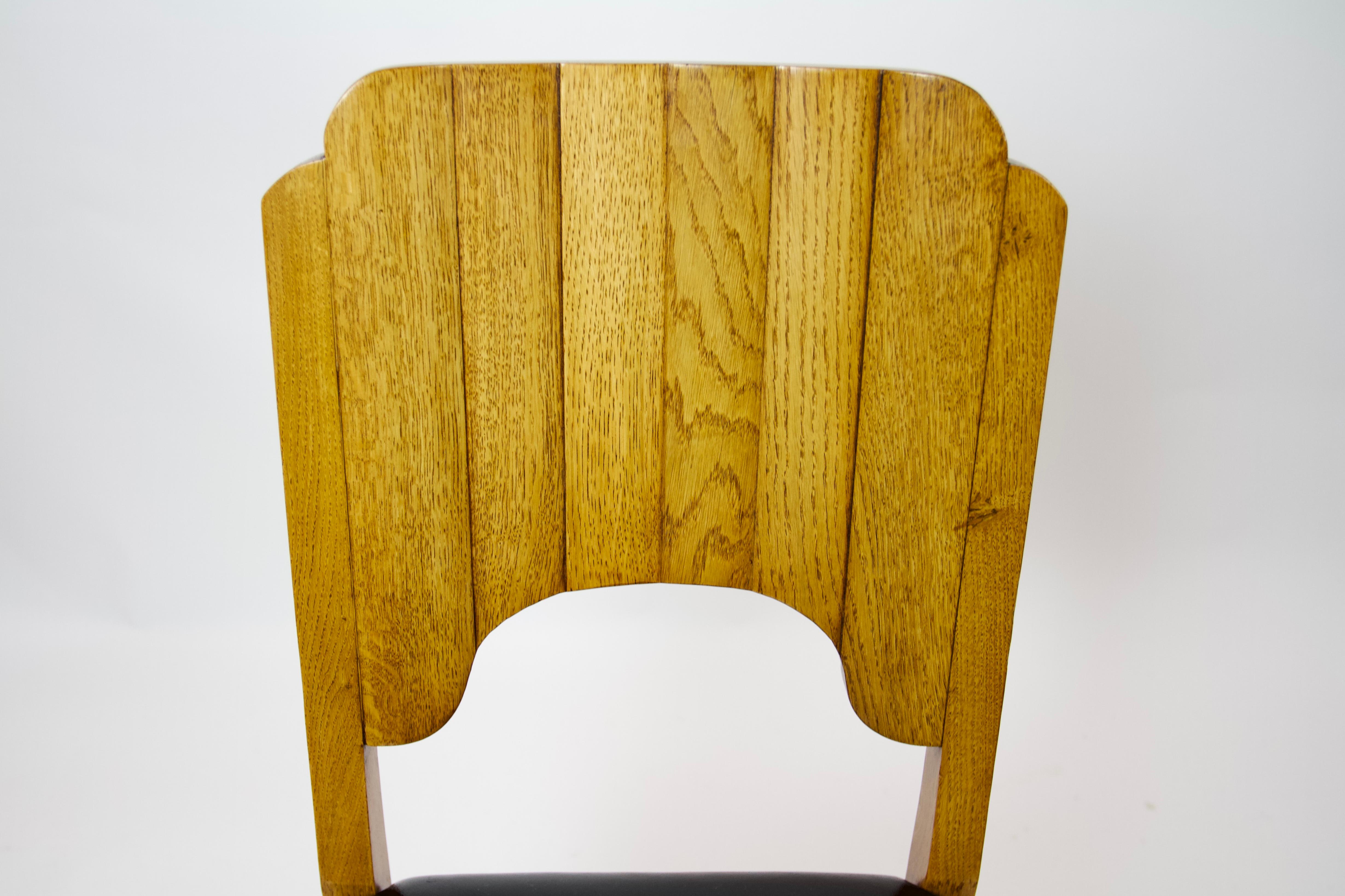 Mid-20th Century Fine Set 6 Art Deco Oak Dining Chairs circa 1930s For Sale
