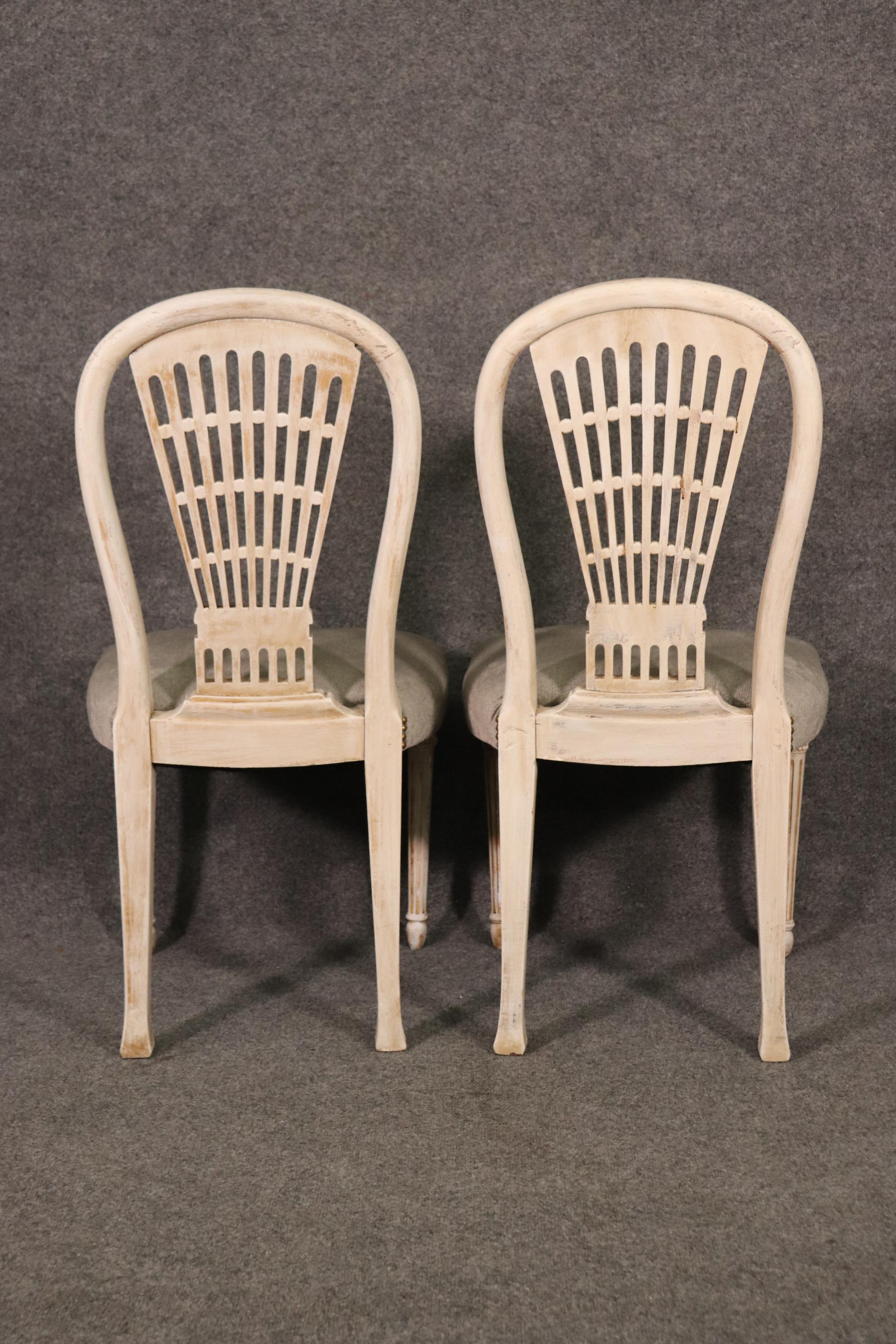 Mid-20th Century Fine Set 8 Paint Decorated Signed Maison Jansen Balloon Back Dining Chairs