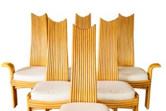 Fine Set Modernist Tall Back Bamboo Dining Chairs By Arthur Edwards For McGuire