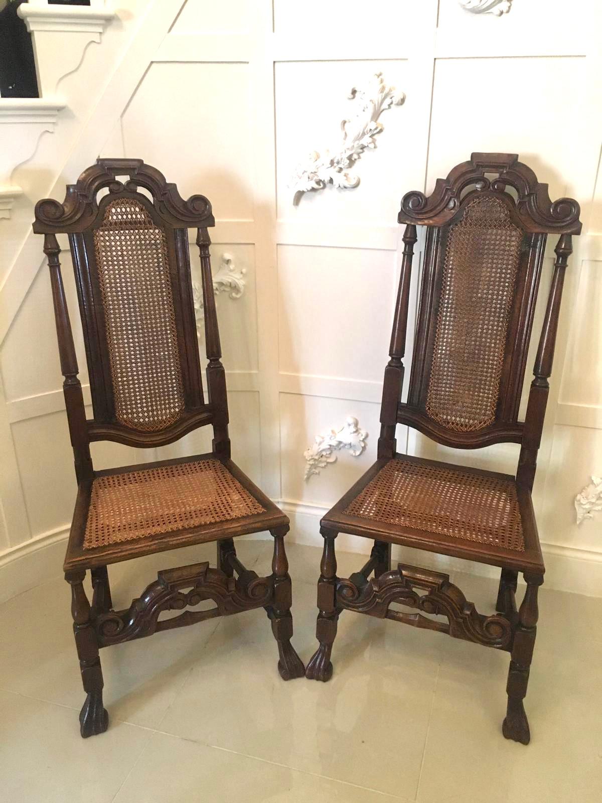 Fine Set of 10 Antique Carved Oak Carolean Style Chairs 5