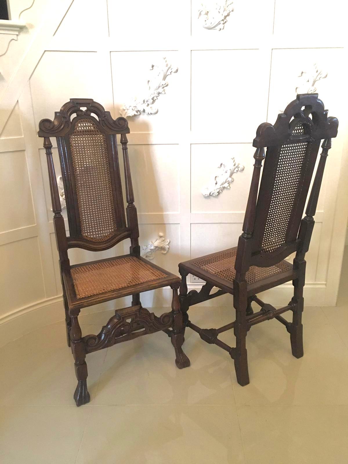 Fine Set of 10 Antique Carved Oak Carolean Style Chairs 7