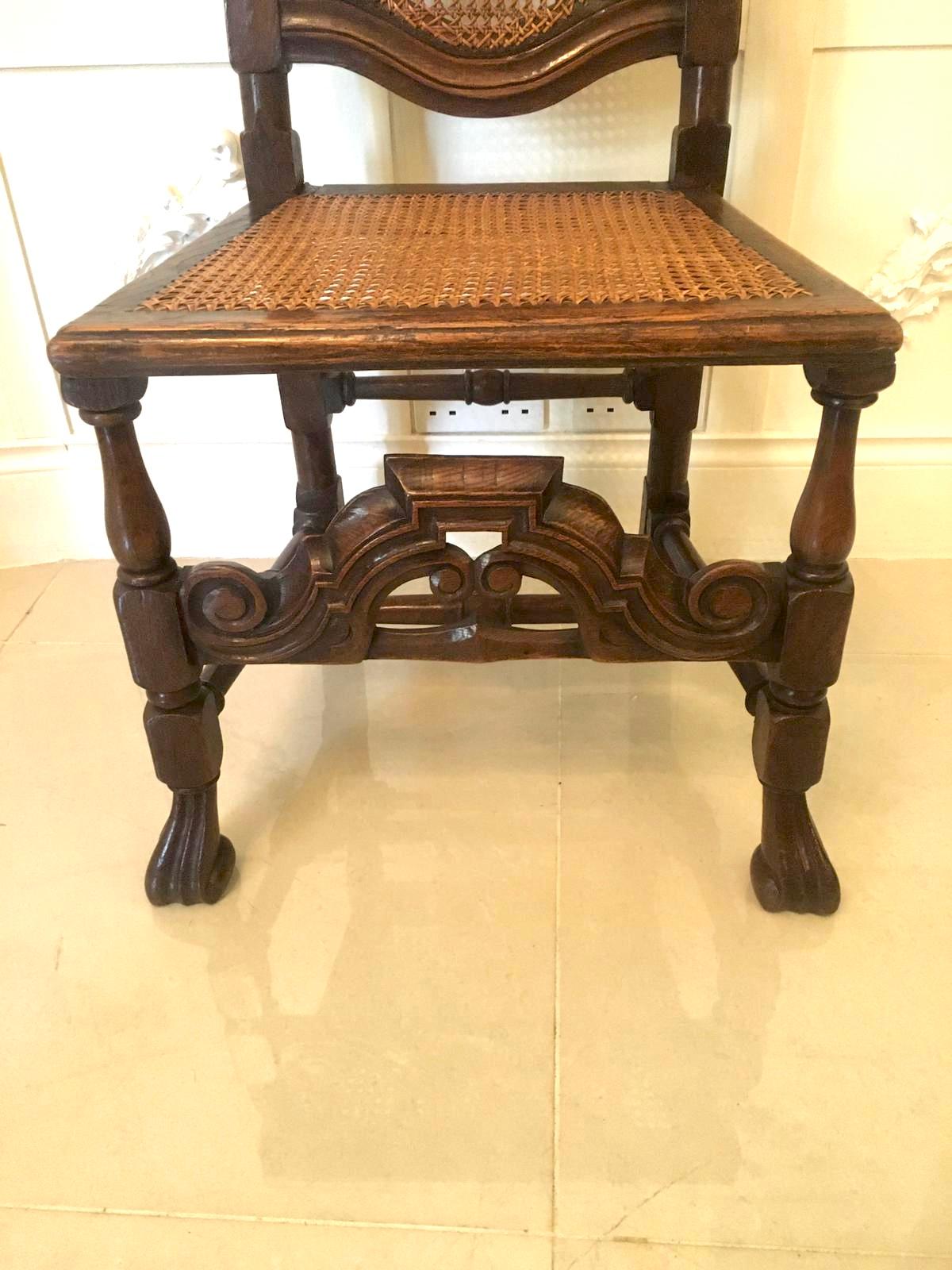 19th Century Fine Set of 10 Antique Carved Oak Carolean Style Chairs