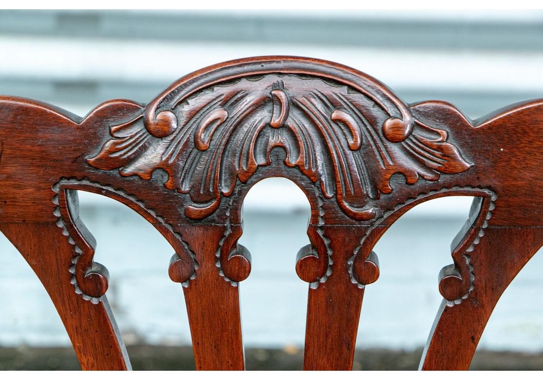 Mahogany Fine Set of 10 Carved Chippendale Style Dining Chairs