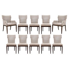 Fine série de 10 chaises de salle à manger à coussins attr. A Christian Liaigre
