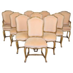Fine Set of 10 French Carved Walnut Louis XV Dining Chairs