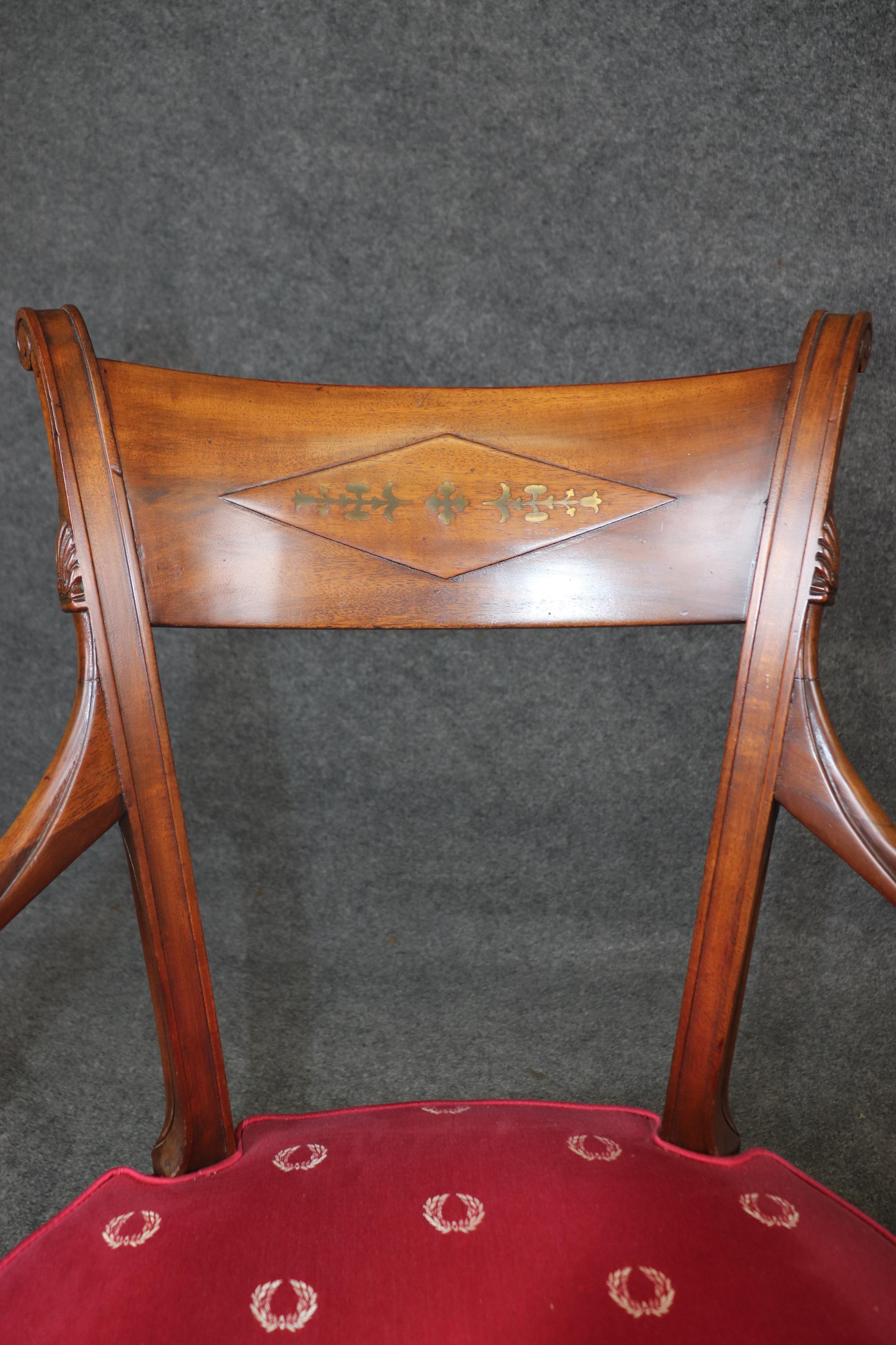 Raffinato set di 12 sedie da pranzo in stile Reggenza francese con intarsi in ottone e palissandro in vendita 5