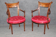 Fine Set of 12 Brass Inlaid Rosewood French Regency Style Dining Chairs