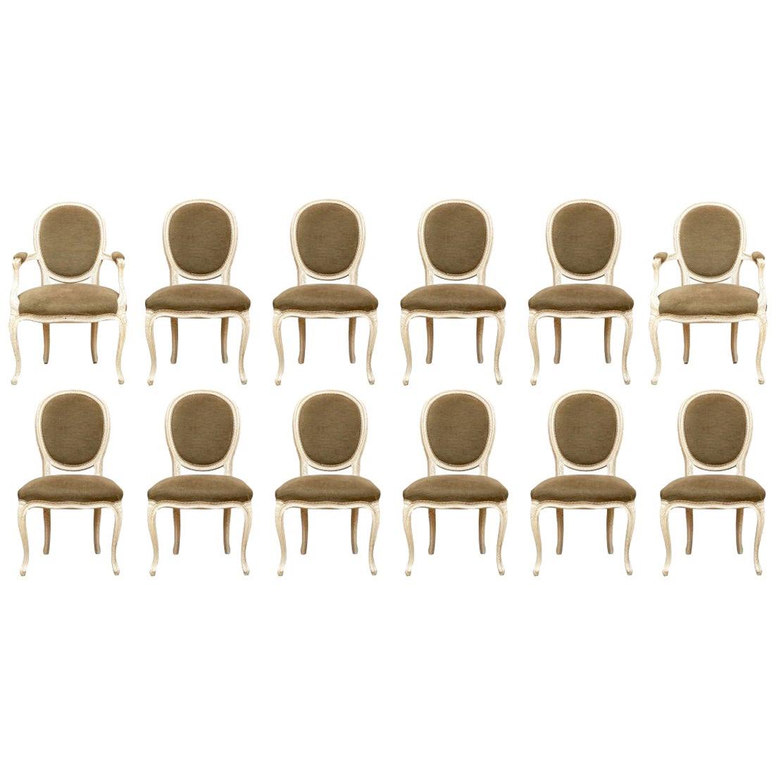 Fino Juego de 12 Sillas de Comedor Francesas Estilo Luis XVI Personalizadas
