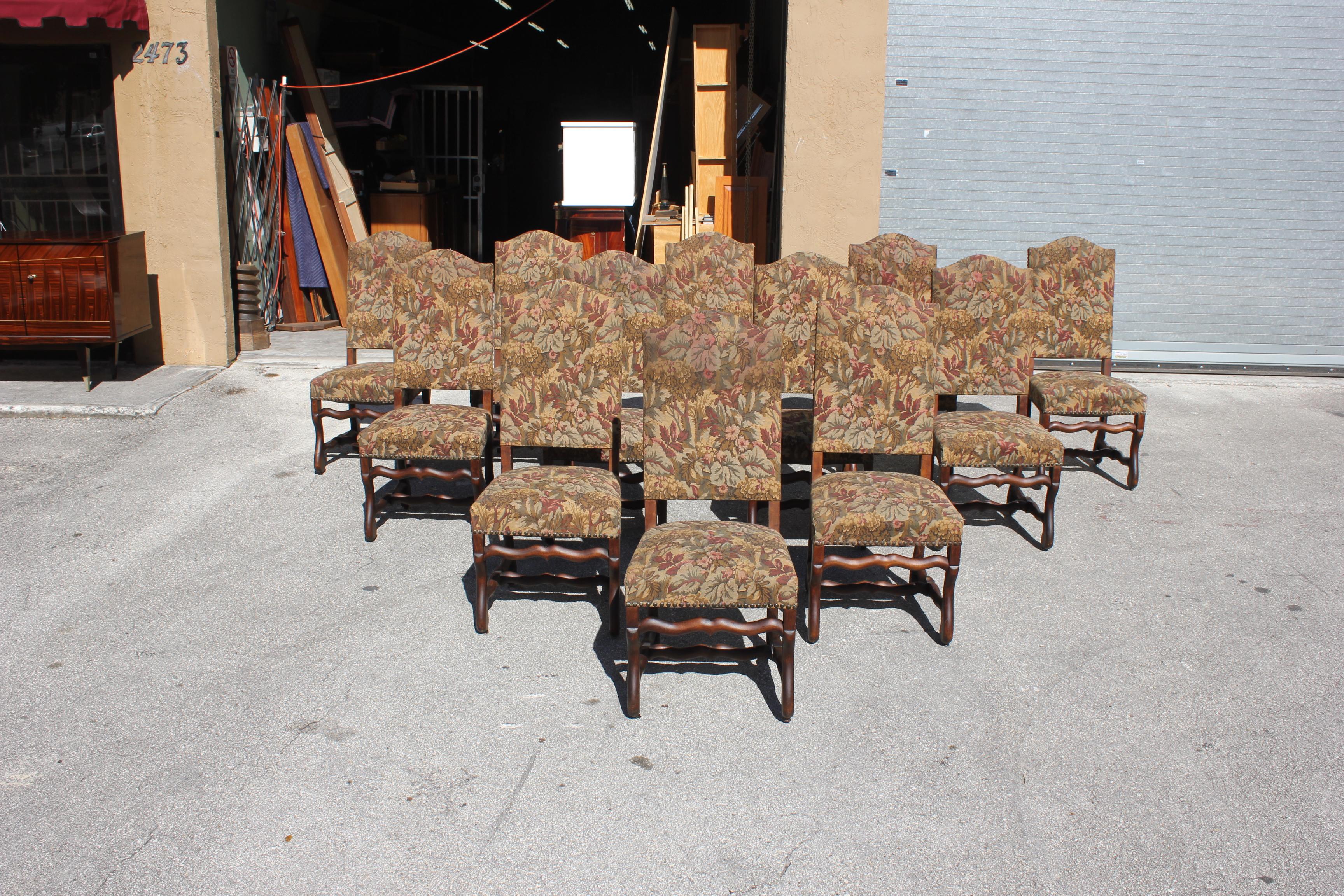 Fine Set of 12 French Louis XIII Style Os De Mouton Dining Chairs, 1900s 11