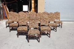 Fine Set of 12 French Louis XIII Style Os De Mouton Dining Chairs, 1900s