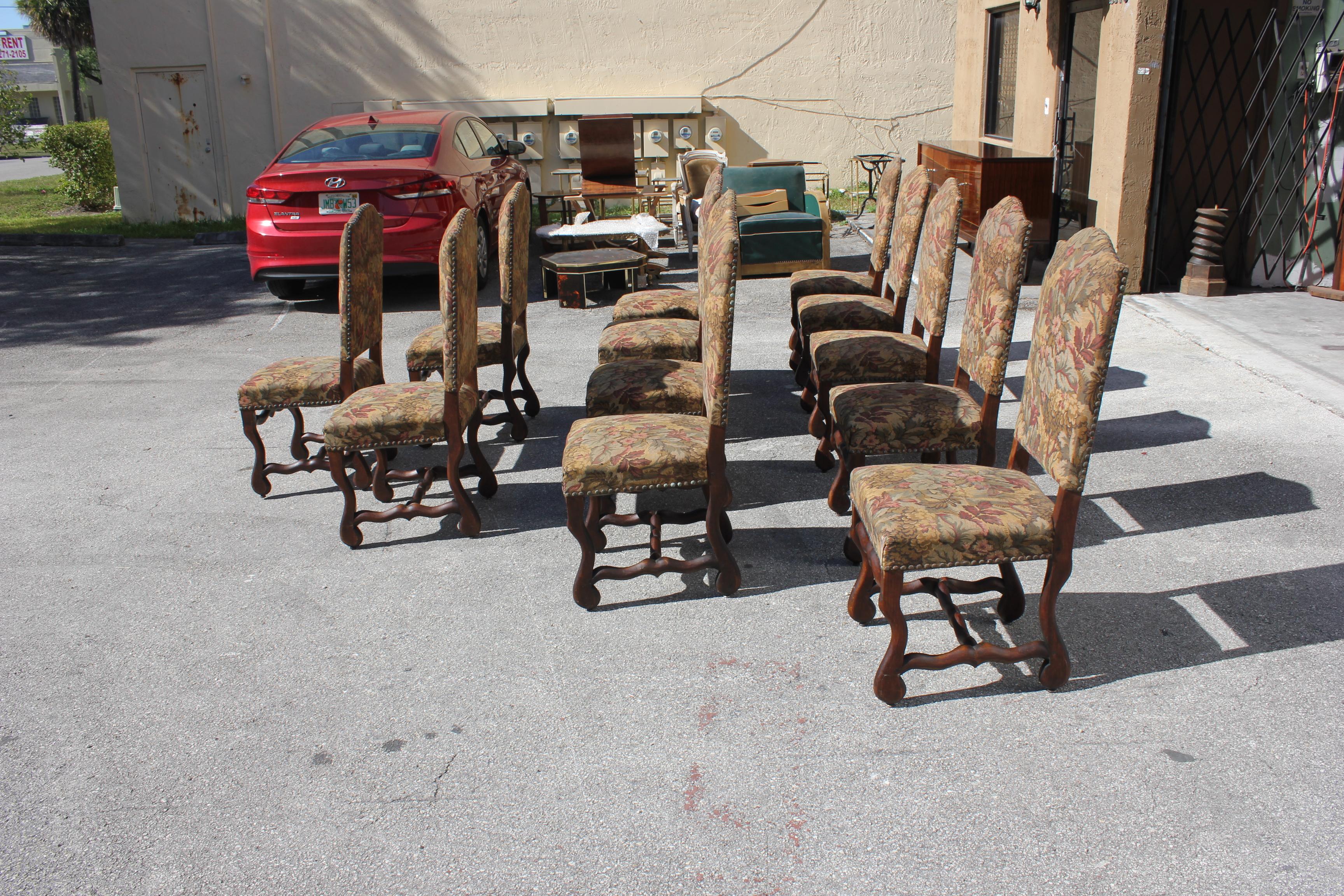 Fine Set of 12 French Louis XIII Style Os De Mouton Dining Chairs, 1900s 3