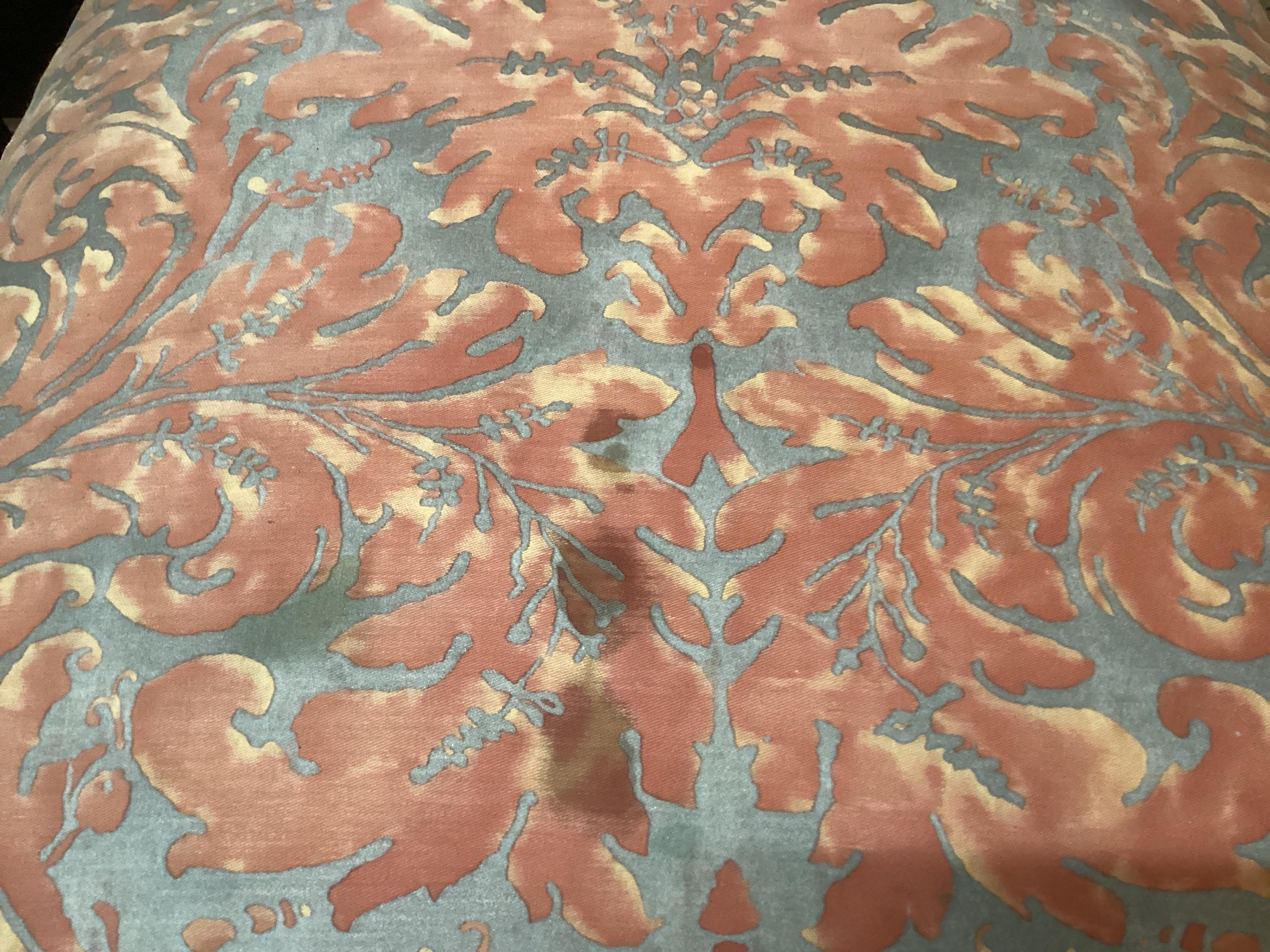Fine Set of 12 Louis XIV Style Dining Chairs in Fortuny Fabric For Sale 7