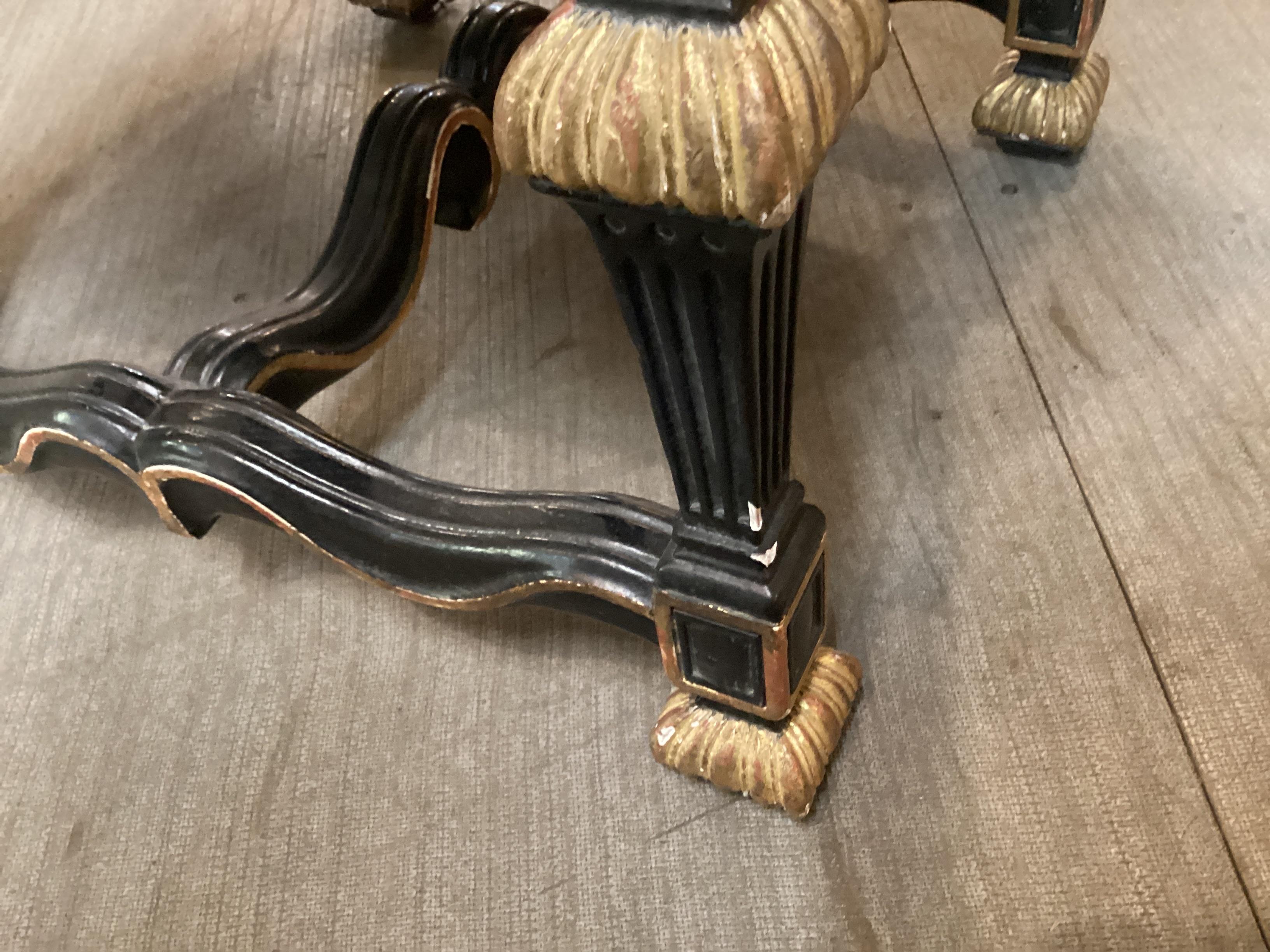 Fine Set of 12 Louis XIV Style Dining Chairs in Fortuny Fabric For Sale 9