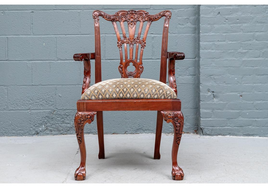 20th Century Fine Set of 14 Georgian Style Carved Dining Chairs For Sale
