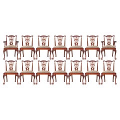 Fine Set of 14 Georgian Style Carved Dining Chairs