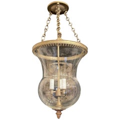 Fine Set Of 3 Bell Jar Gilt Bronze Vaughn Lighting Ceiling Flush Mount Fixtures