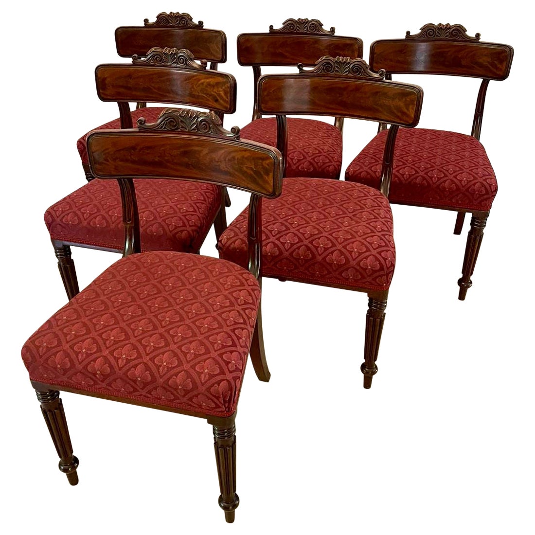 Fine Set of 6 Antique Regency Quality Mahogany Library Chairs By Gillows For Sale