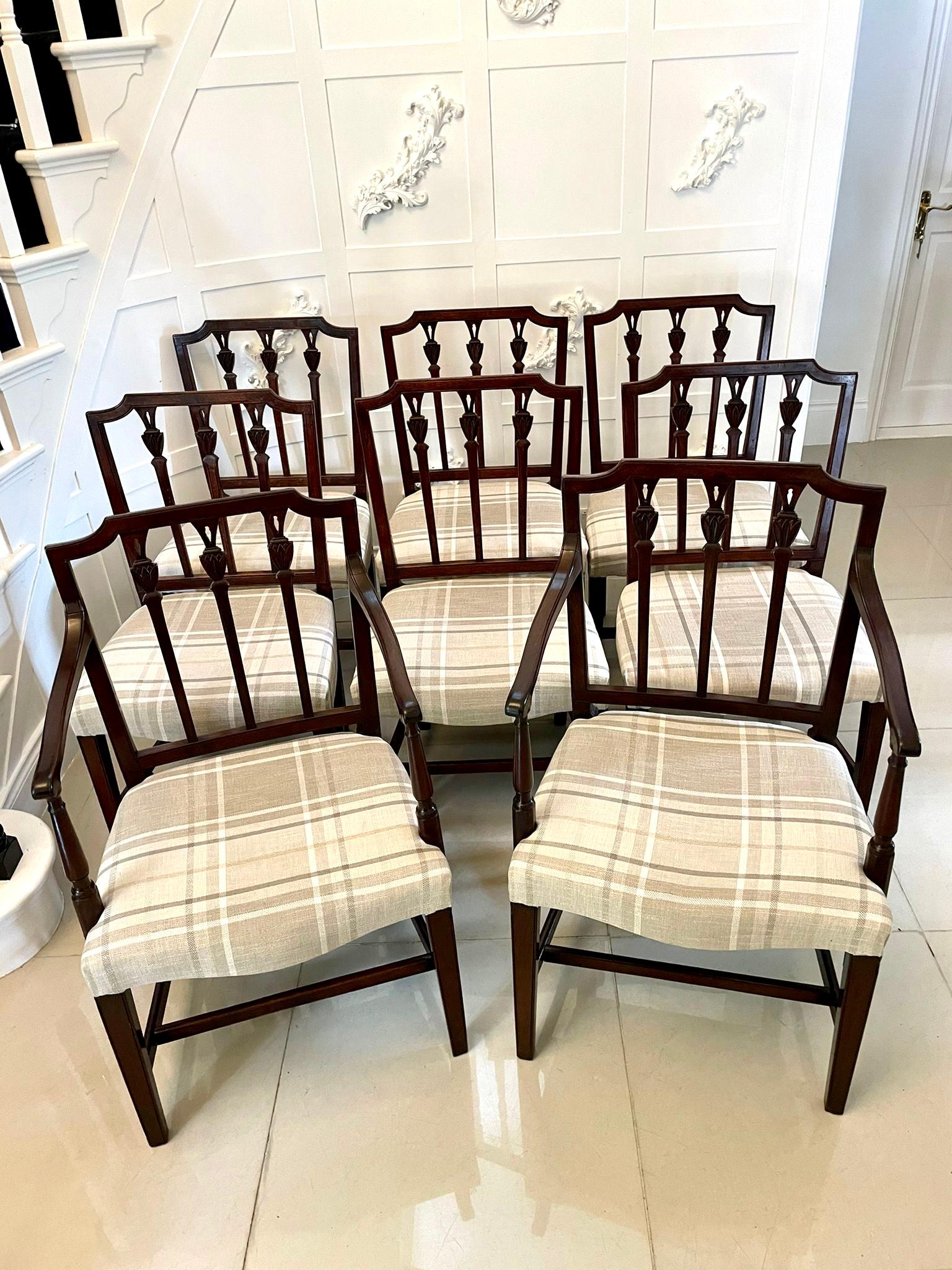 English Fine Set of 8 Antique George III Mahogany Dining Chairs For Sale