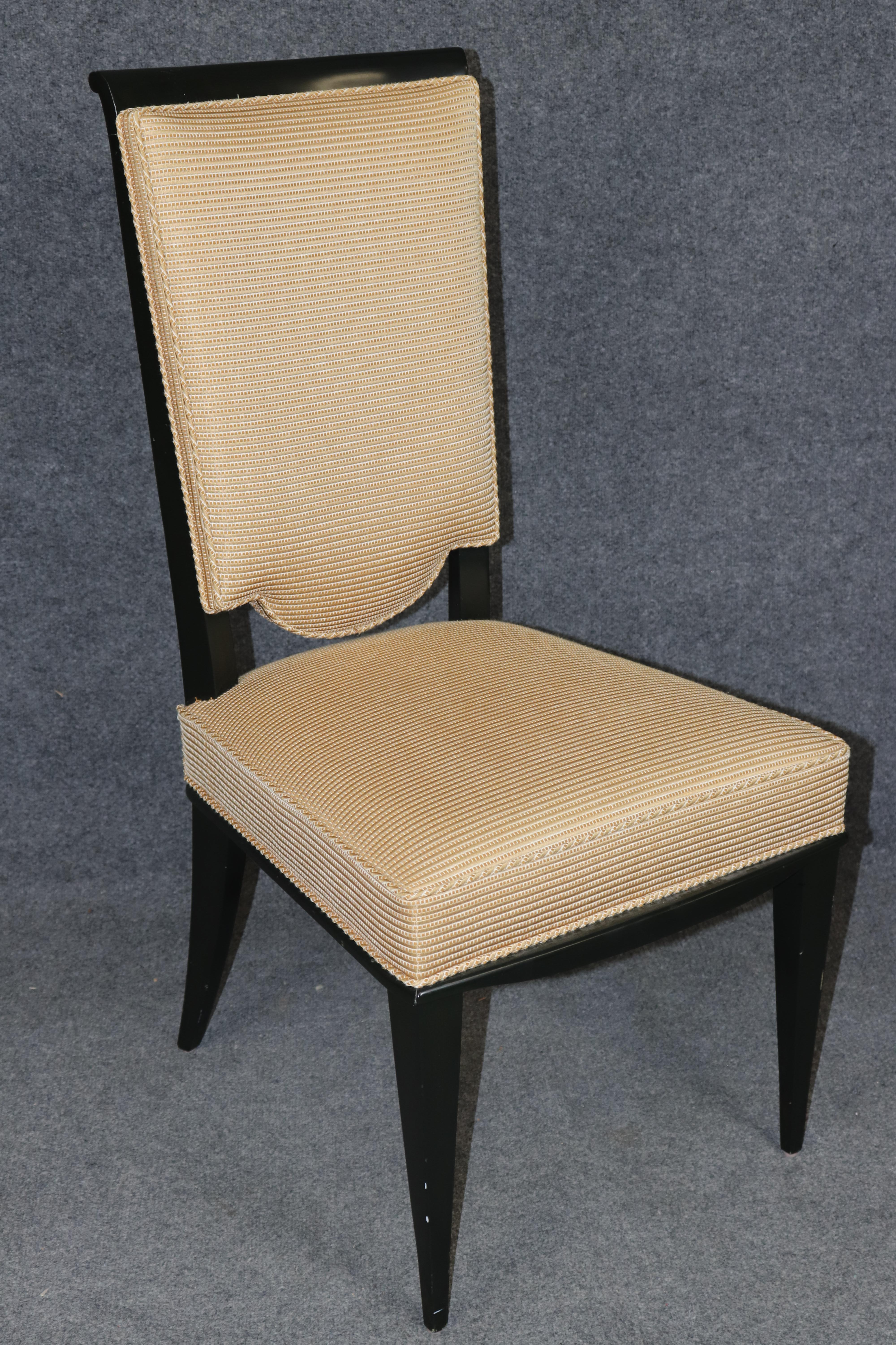 Feine Satz von 8 Art Deco Style Schwarz Ebonized Upholstering Esszimmerstühle im Angebot 10