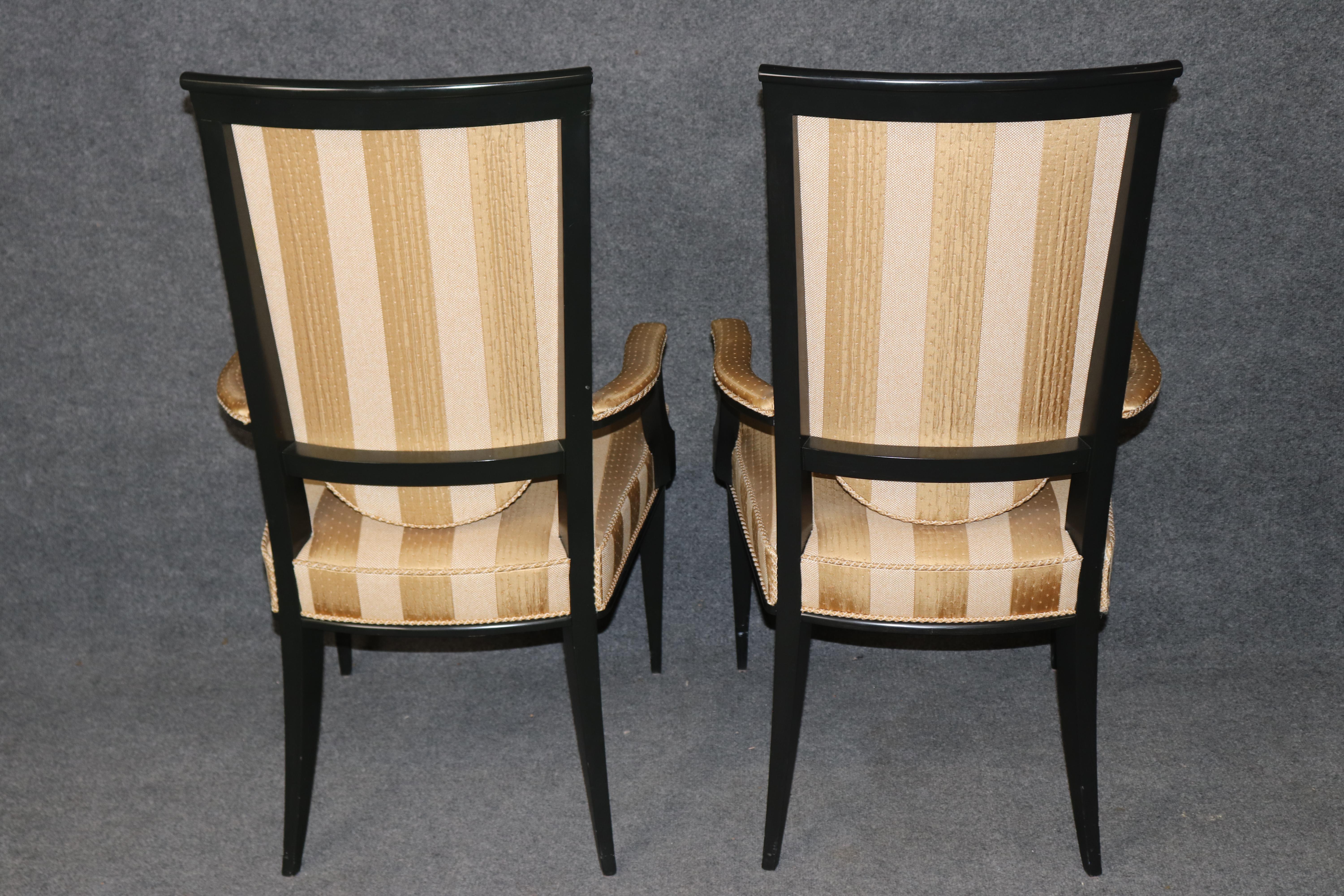 Feine Satz von 8 Art Deco Style Schwarz Ebonized Upholstering Esszimmerstühle (Walnuss) im Angebot