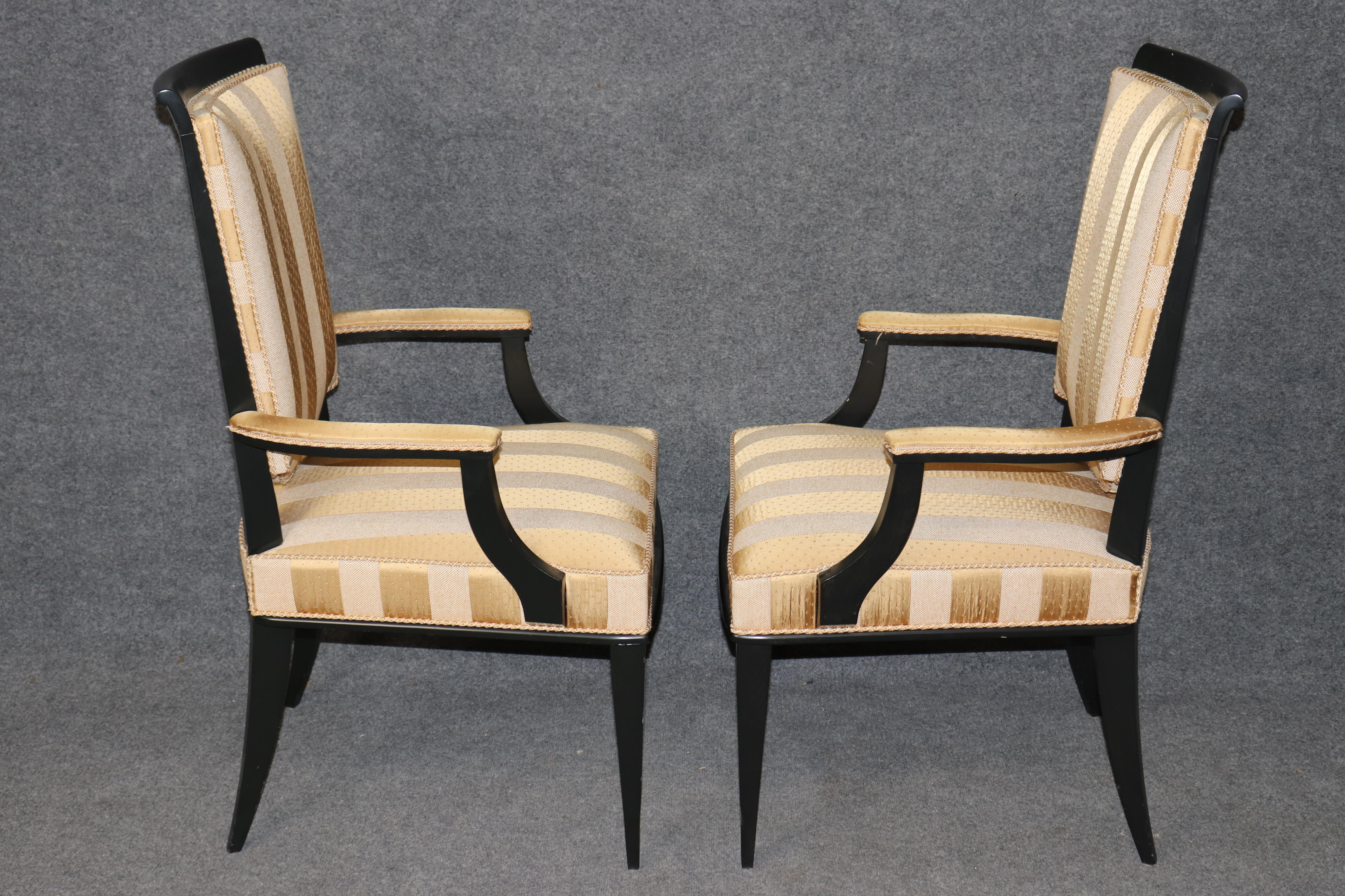 Feine Satz von 8 Art Deco Style Schwarz Ebonized Upholstering Esszimmerstühle im Angebot 1