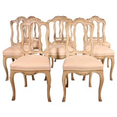 Antique Fine Set of 8 Chairs Louis XV Style Original Polychromy