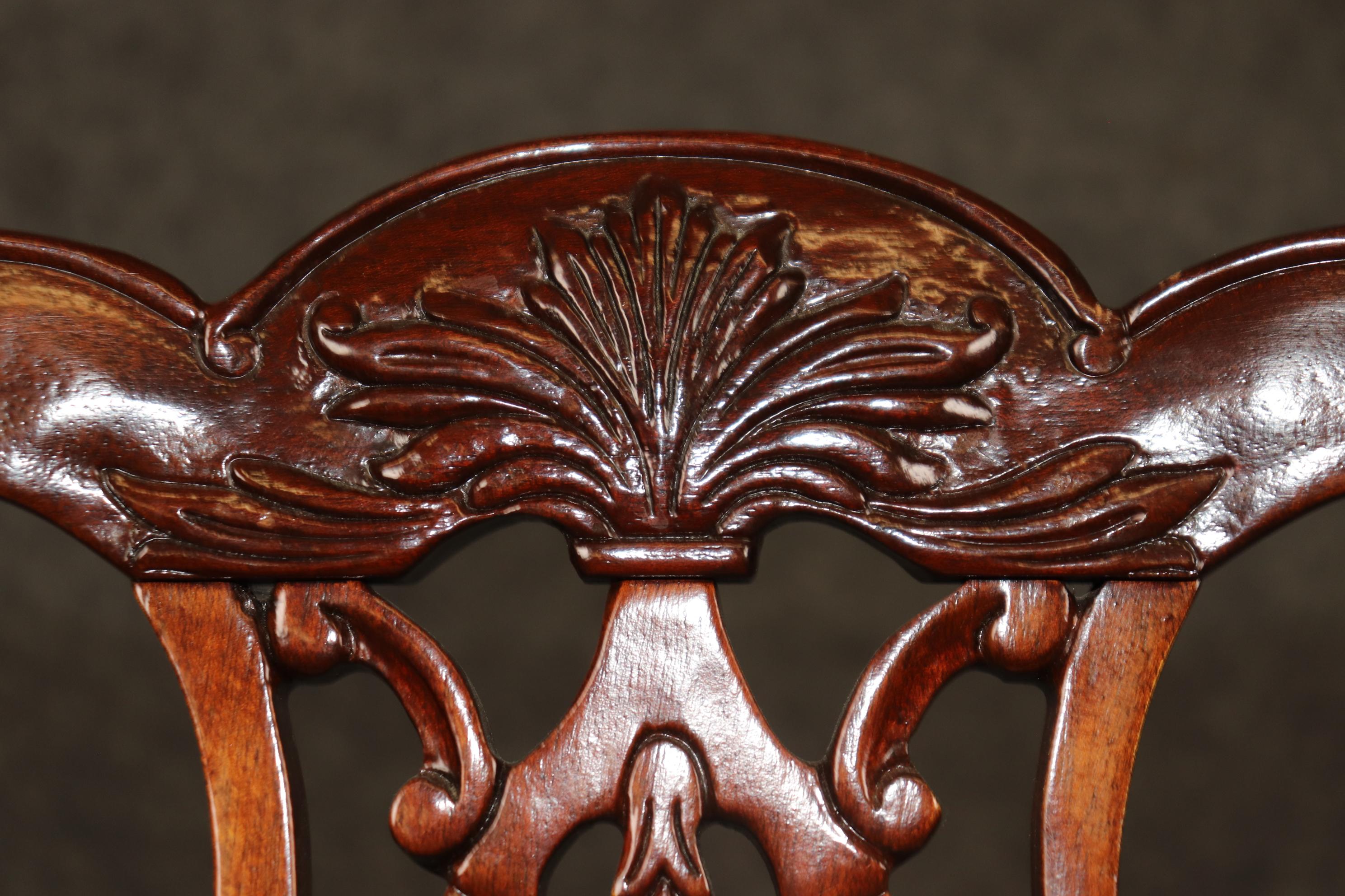 Fine Set of 8 Chippendale Style Ball and Claw Dining Chairs For Sale 5